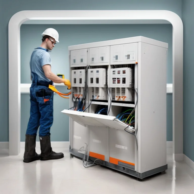 Ingeniero inspeccionando panel eléctrico